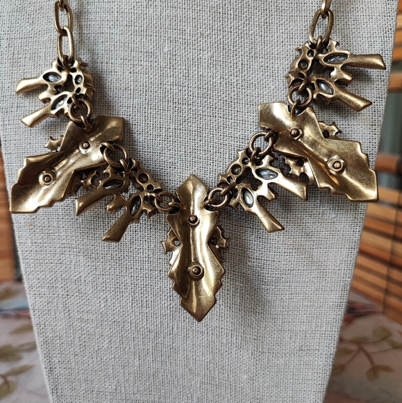 Art Deco Roaring 20s Great Gatsby J Crew Brass Tone Fabulous Statement Necklace - Picture 10 of 14